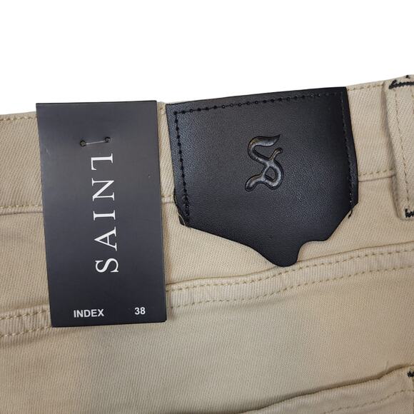 Saint Morta Men's Index Distressed Biker Jeans Sz 38x33 Moto Ripped Beige NWT - Picture 10 of 14